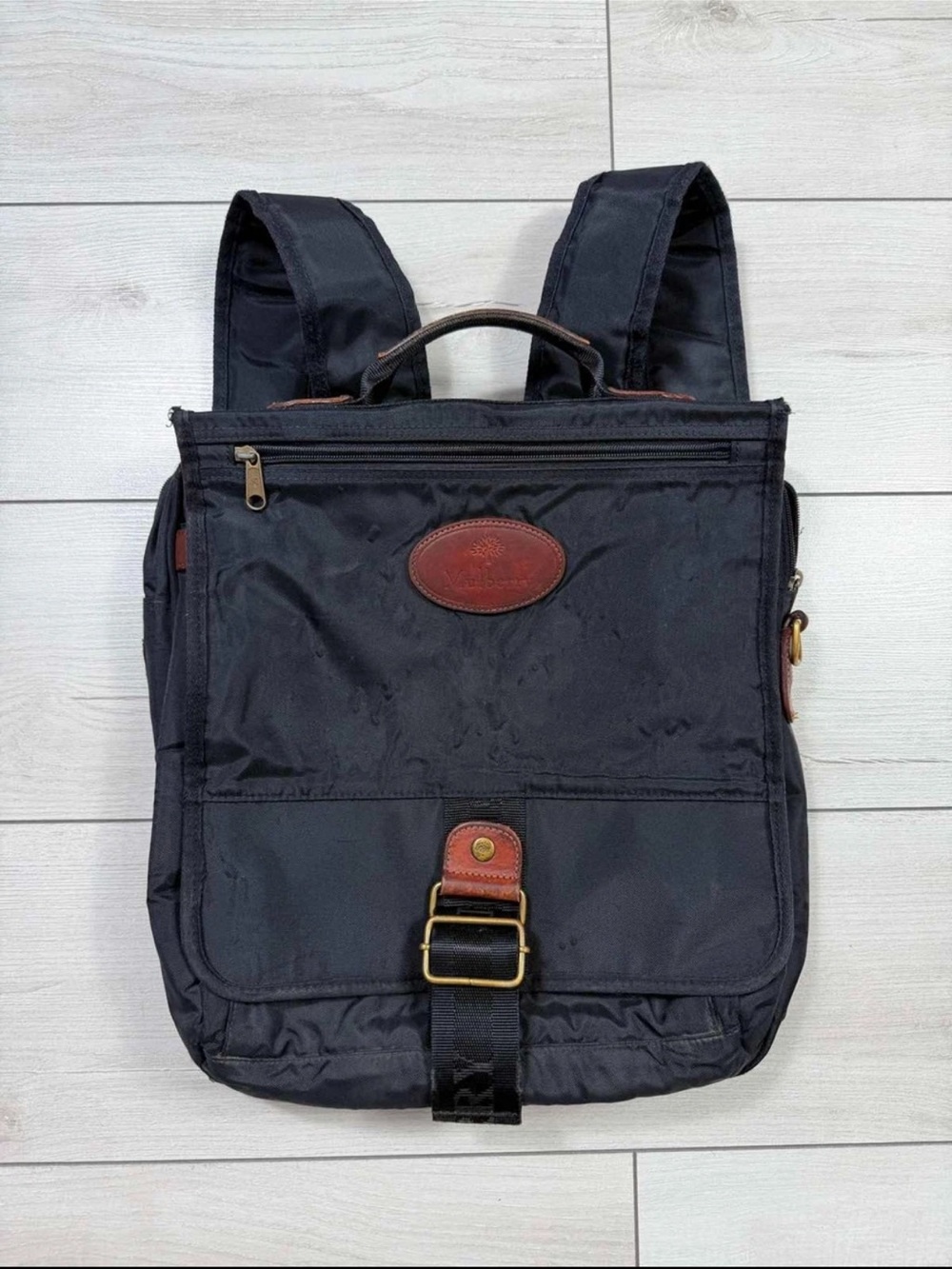 Mulberry Black Backpack with Brown Leather Trim